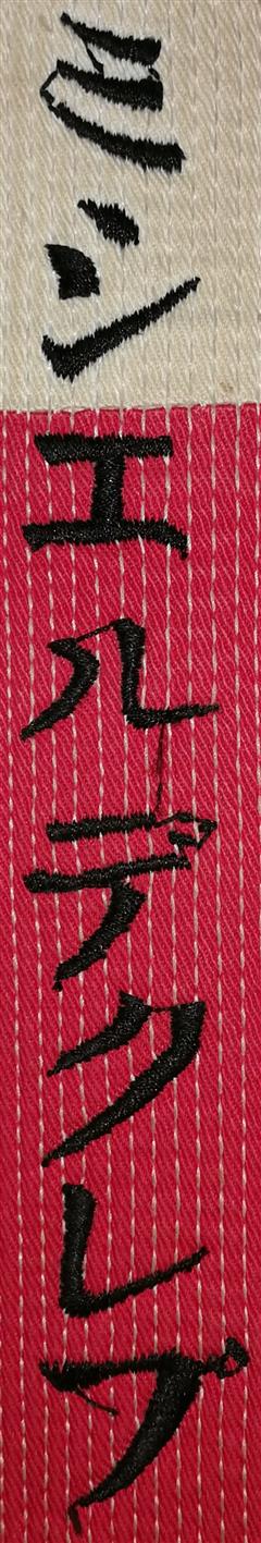 Idéogramme de Michel Declève brodé sur ma ceinture